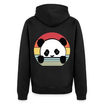 Panda Bär Bären Teddybär süßer Teddy - Unisex Premium Bio Zip Hoodie - Schwarz - Hinten - Nico (187cm)
