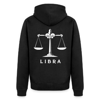 Sternzeichen Waage Libra Horoskop Oktober - Unisex Premium Bio Zip Hoodie - Schwarz - Hinten - Nico (187cm)