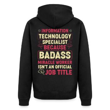 Information Technologie Spezialist IT Computer - Unisex Premium Bio Zip Hoodie - Schwarz - Hinten - Nico (187cm)