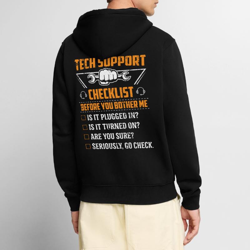 Technik Support Checkliste Computer IT Informatik Unisex Premium Bio Zip Hoodie