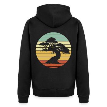 Bonsai Baum - Unisex Premium Bio Zip Hoodie - Schwarz - Hinten - Nico (187cm)