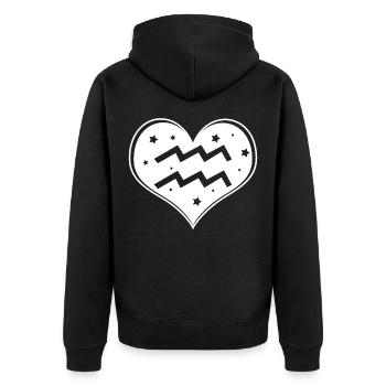 Sternzeichen Wassermann - Unisex Premium Bio Zip Hoodie - Schwarz - Hinten - Nico (187cm)