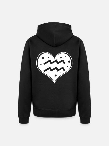 Zodiac Aquarius - Unisex Premium Organic Zip Hoodie - black