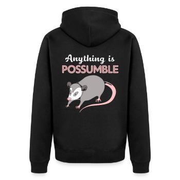Opossum - Unisex Premium Bio Zip Hoodie - Schwarz - Hinten - Nico (187cm)