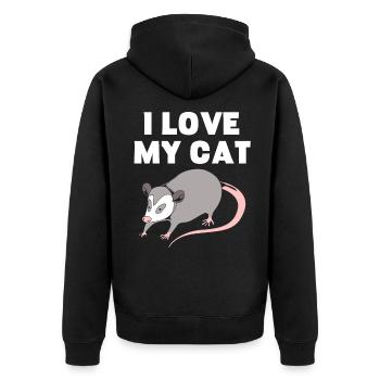Opossum - Unisex Premium Bio Zip Hoodie - Schwarz - Hinten - Nico (187cm)