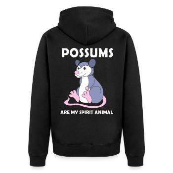 Opossum - Unisex Premium Bio Zip Hoodie - Schwarz - Hinten - Nico (187cm)