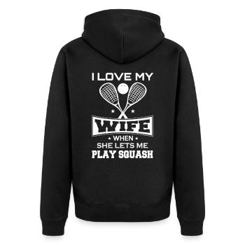 Squash wife squash racket squash - Unisex Premium Organic Zip Hoodie - black - Back - Nico (187cm)