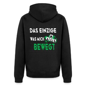 Gamer WASD Zocken Spruch Einzige was mich bewegt - Unisex Premium Bio Zip Hoodie - Schwarz - Hinten - Nico (187cm)