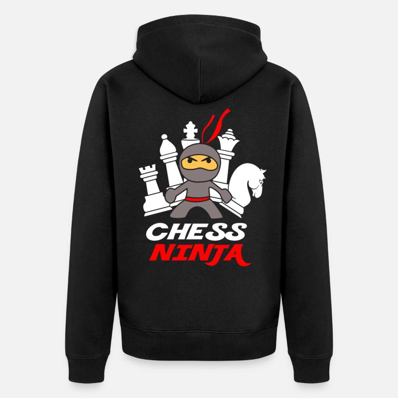 Ninja d'échecs - Veste à capuche bio Premium Unisexe - noir