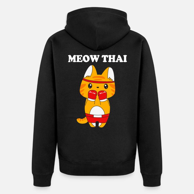 Muay Thai Katze - Unisex Premium Bio Zip Hoodie - Schwarz