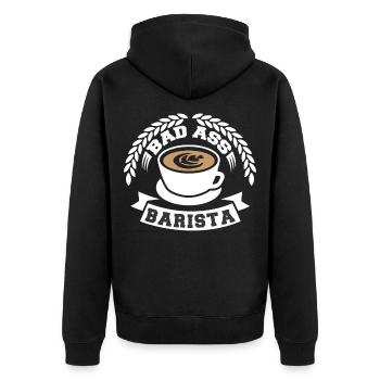 Barista coffee bean cafe coffee - Unisex Premium Organic Zip Hoodie - black - Back - Nico (187cm)