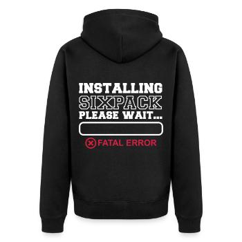 Installing Sixpack ERROR Waschbrettbauch - Unisex Premium Bio Zip Hoodie - Schwarz - Hinten - Nico (187cm)