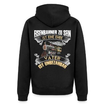 Eisenbahn Lok Lokführer Eisenbahner Lokomotive - Unisex Premium Bio Zip Hoodie - Schwarz - Hinten - Nico (187cm)