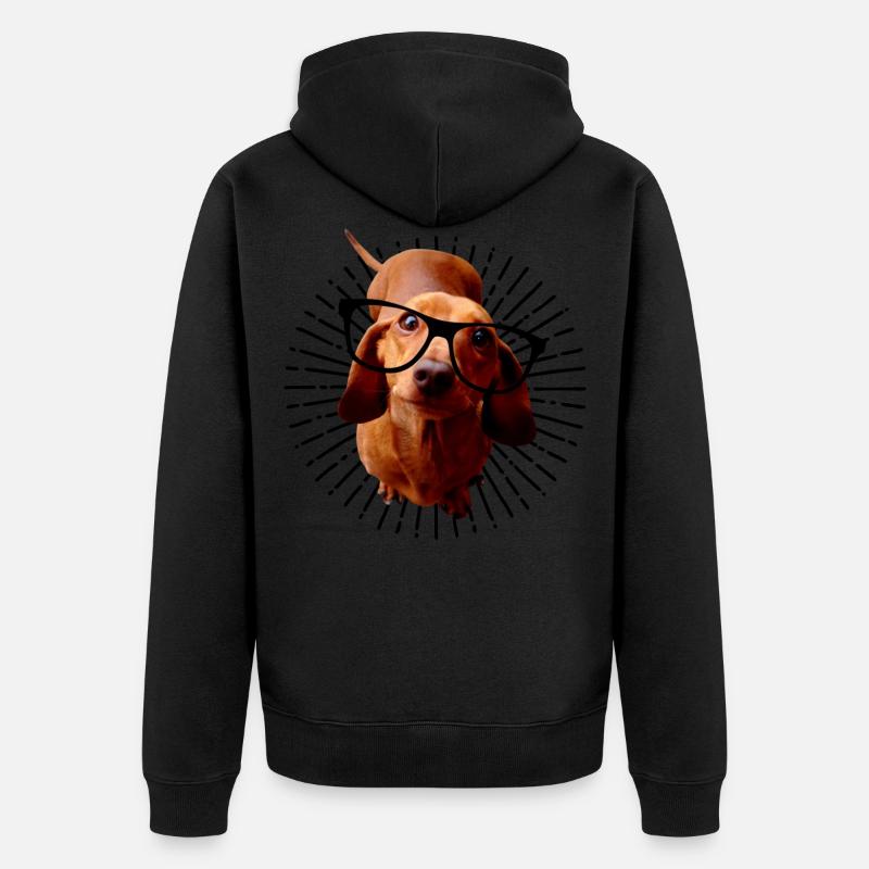 Teckel à lunettes - Veste à capuche bio Premium Unisexe - noir