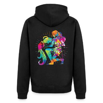 Sternzeichen Wassermann Astrologie Horoskop - Unisex Premium Bio Zip Hoodie - Schwarz - Hinten - Nico (187cm)