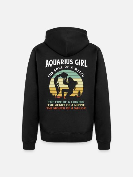 Aquarius - Unisex Premium Organic Zip Hoodie - black