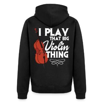 Kontrabass Violine Bassist Musikinstrument - Unisex Premium Bio Zip Hoodie - Schwarz - Hinten - Nico (187cm)
