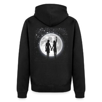 Moon star couple romantic valentines day gift - Unisex Premium Organic Zip Hoodie - black - Back - Nico (187cm)