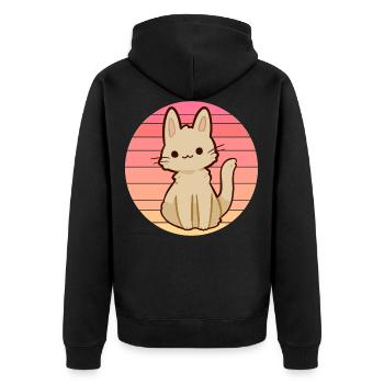Anime cat in sunset - Unisex Premium Organic Zip Hoodie - black - Back - Nico (187cm)
