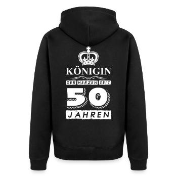50 Geburtstag Königin der Herzen 1971 - Unisex Premium Bio Zip Hoodie - Schwarz - Hinten - Nico (187cm)