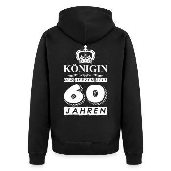60 Geburtstag Königin der Herzen 1961 - Unisex Premium Bio Zip Hoodie - Schwarz - Hinten - Nico (187cm)