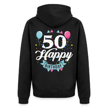 50. Geburtstag Geschenk Jahrestag 1971 - Unisex Premium Bio Zip Hoodie - Schwarz - Hinten - Nico (187cm)