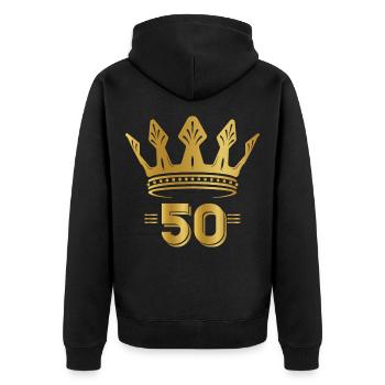50th birthday King of the age of 50 - Unisex Premium Organic Zip Hoodie - black - Back - Nico (187cm)