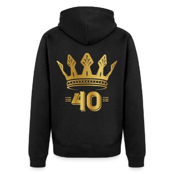 40th birthday king of 40 years of age - Unisex Premium Organic Zip Hoodie - black - Back - Nico (187cm)