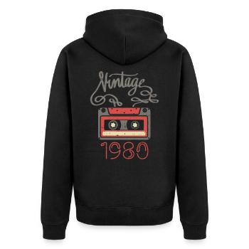 Vintage vintage 1980's - Unisex Premium Organic Zip Hoodie - black - Back - Nico (187cm)