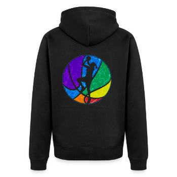 Basketballspieler Basketball Mädchen - Unisex Premium Bio Zip Hoodie - Schwarz - Hinten - Nico (187cm)