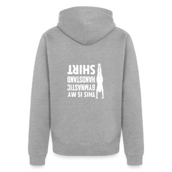 Turnen Handstand Gymnastik Akrobatik Aerobic - Unisex Premium Bio Zip Hoodie - Grau meliert - Hinten - Nico (187cm)