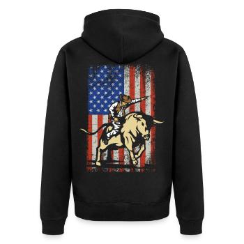 Rodeo Bull Rider drapeau américain cadeau - Veste à capuche bio Premium Unisexe - noir - Dos - Nico (187cm)