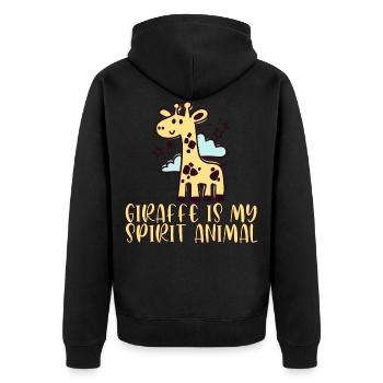 Giraffe - Unisex Premium Bio Zip Hoodie - Schwarz - Hinten - Nico (187cm)