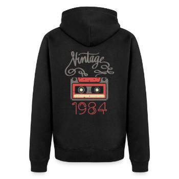 1984 Année de naissance vintage - Veste à capuche bio Premium Unisexe - noir - Dos - Nico (187cm)