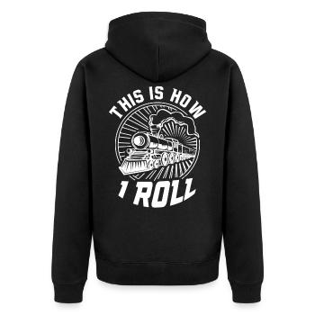 Modelleisenbahn Lokomotive Modellbauer Modellbau - Unisex Premium Bio Zip Hoodie - Schwarz - Hinten - Nico (187cm)
