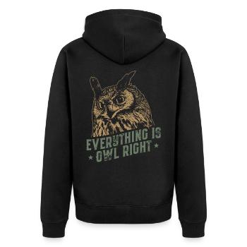 Eule Uhu Silhouette Eulen Nacht Kauz - Unisex Premium Bio Zip Hoodie - Schwarz - Hinten - Nico (187cm)