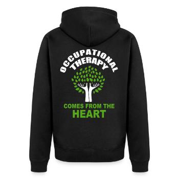 Therapy - Unisex Premium Organic Zip Hoodie - black - Back - Nico (187cm)