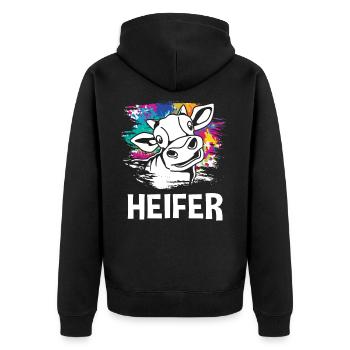 Kühe - Unisex Premium Bio Zip Hoodie - Schwarz - Hinten - Nico (187cm)