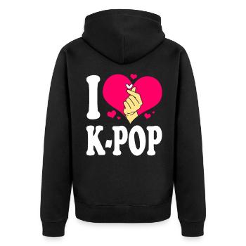 K-Pop - Unisex Premium Bio Zip Hoodie - Schwarz - Hinten - Nico (187cm)