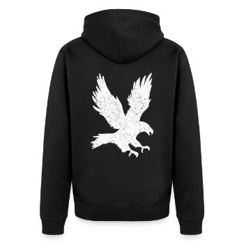 Adler Vogel Habicht Greifvögel Raubtier - Unisex Premium Bio Zip Hoodie - Schwarz - Hinten - Nico (187cm)