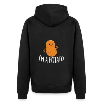 I'm a Potato Funny Potato Gift - Unisex Premium Organic Zip Hoodie - black - Back - Nico (187cm)