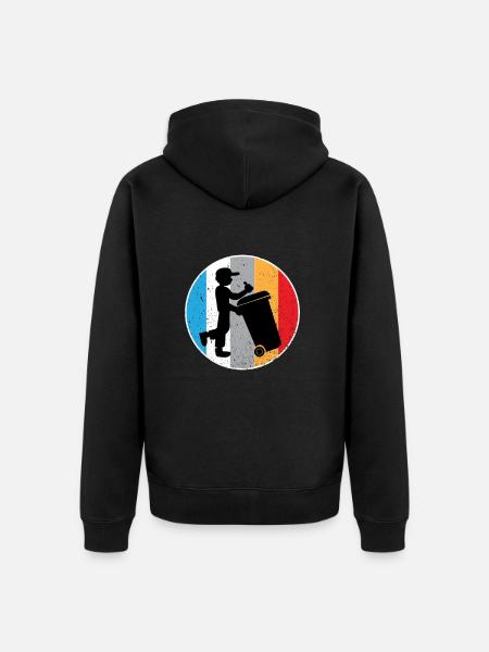 Śmieciarz Utylizacja odpadów Segregacja odpadów - Ekologiczna rozpinana bluza z kapturem Premium unisex - czarny