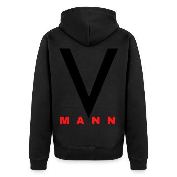 V-Man - Unisex Premium Organic Zip Hoodie - black - Back - Nico (187cm)