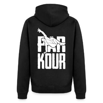 Parkour culture corporelle Outdoor Workout - Veste à capuche bio Premium Unisexe - noir - Dos - Nico (187cm)