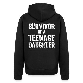 Papa Père Fille Puberté Survie des adolescents - Veste à capuche bio Premium Unisexe - noir - Dos - Nico (187cm)
