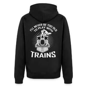 Modellbau Lokomotive Lok Modelleisenbahn - Unisex Premium Bio Zip Hoodie - Schwarz - Hinten - Nico (187cm)