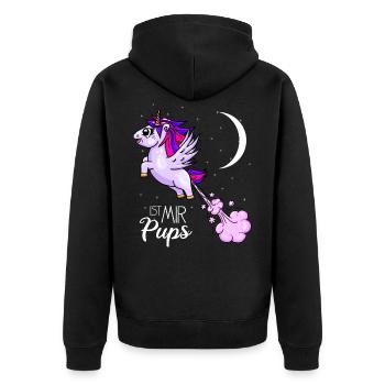 Ist mir Pups Einhorn Pups - Unisex Premium Bio Zip Hoodie - Schwarz - Hinten - Nico (187cm)