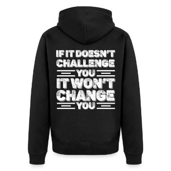 Workout Training Motivation Outdoor Fitness - Unisex Premium Bio Zip Hoodie - Schwarz - Hinten - Nico (187cm)