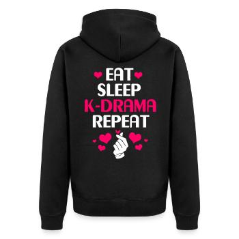 K-Pop Kdrama - Unisex Premium Bio Zip Hoodie - Schwarz - Hinten - Nico (187cm)