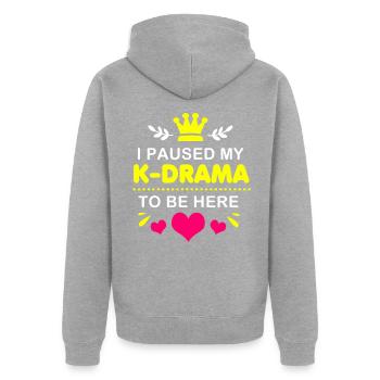K-Pop Kdrama - Unisex Premium Bio Zip Hoodie - Grau meliert - Hinten - Nico (187cm)